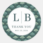 Vintage Green Leaf Motive ラウンドシール (正面)