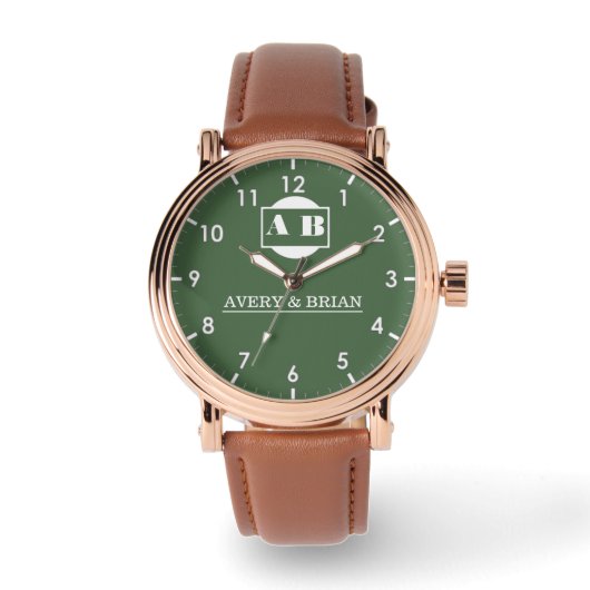 Vintage Green Minimal Monogram 腕時計 (正面)