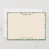 Vintage Green Pink Floral Graduation Party Custom サンキューカード (正面)