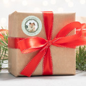 Vintage Green Plaid Christmas Photo ラウンドシール