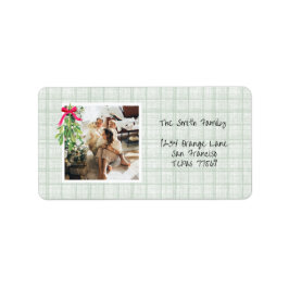 Vintage Green Plaid Return Address ラベル