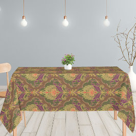 Vintage Green, Purple and Gold Floral Pattern テーブルクロス