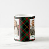 Vintage Green Tartan Plaid Photo Christmas コーヒーマグカップ (中央)