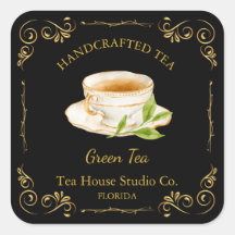 Vintage Green Tea Square Label