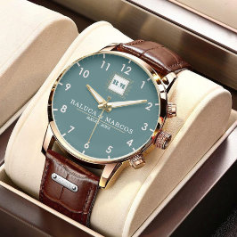 Vintage Green typography custom name couplegift  腕時計