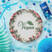 Vintage Green Vegan Logo Leaf by Bearnd ペーパープレート (パーティー)
