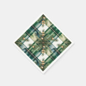 Vintage Green White Gingham Pattern スタンダードカクテルナプキン (角)