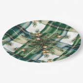 Vintage Green White Gingham Pattern ペーパープレート (アングル)