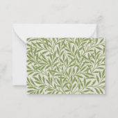 Vintage Green Willow Leaves ノートカード (裏面)