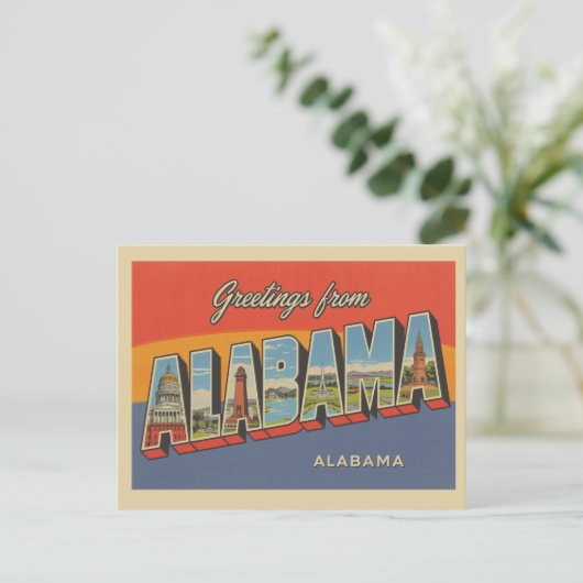 Vintage "Greetings from Alabama" ポストカード (スタンド正面)