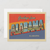 Vintage "Greetings from Alabama" ポストカード (正面/裏面)