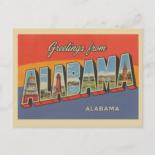 Vintage "Greetings from Alabama" ポストカード (正面)