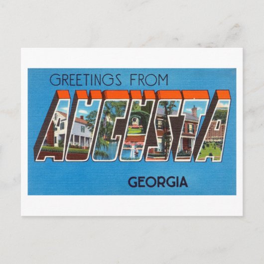 Vintage Greetings from Augusta, Georgia ポストカード (正面)
