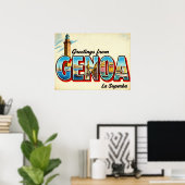 Vintage Greetings from Genoa Poster ポスター (ホームオフィス)