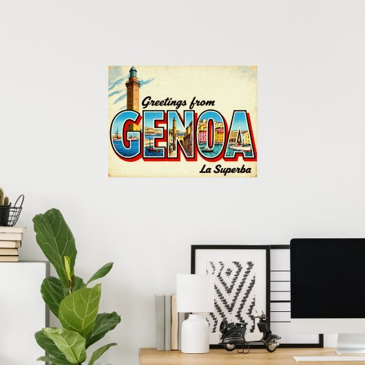 Vintage Greetings from Genoa Poster ポスター (ホームオフィス)