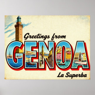 Vintage Greetings from Genoa Poster ポスター