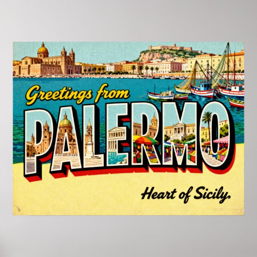 Vintage Greetings from Palermo Poster ポスター (正面)