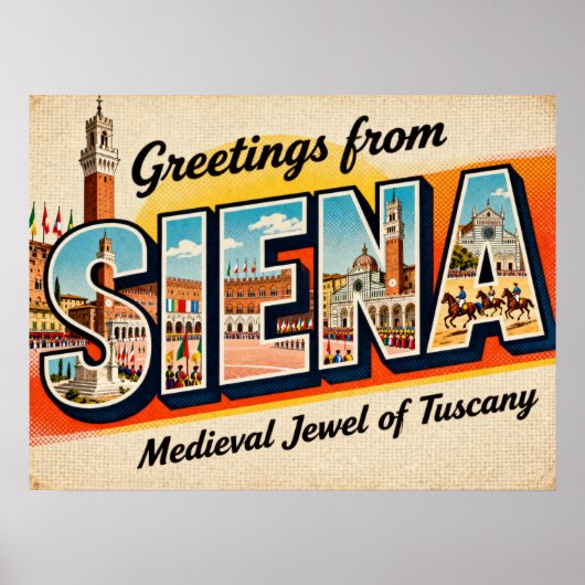 Vintage Greetings from Siena Poster ポスター (正面)