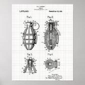Vintage Grenade Patent Grid Poster ポスター (正面)