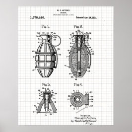 Vintage Grenade Patent Grid Poster ポスター