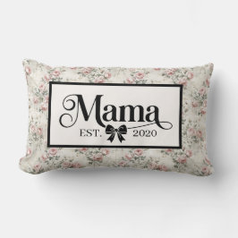 Vintage Grey Floral Custom Mama Keepsake ランバークッション