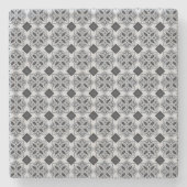 Vintage Grey Ornate Tile Pattern ストーンコースター (正面)