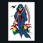 Vintage Grim Reaper Tattoo Art ポスター<br><div class="desc">Feel free to add some text to this cool vintage tattoo design. Check out our other products with this design. Tote bags, tees and mugs are available in many styles and colors. Text shown is an example. Feel free to use it or delete it and add your own creative text....</div>