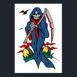 Vintage Grim Reaper Tattoo Art ポスター<br><div class="desc">Feel free to add some text to this cool vintage tattoo design. Check out our other products with this design. Tote bags, tees and mugs are available in many styles and colors. Text shown is an example. Feel free to use it or delete it and add your own creative text....</div>