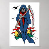 Vintage Grim Reaper Tattoo Art ポスター (正面)