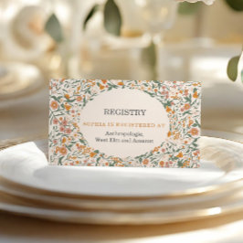 Vintage Groovy Boho Floral Bridal Shower Registry エンクロージャーカード