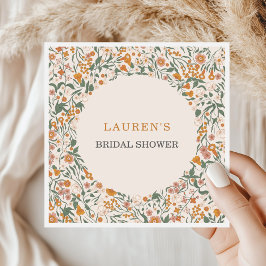 Vintage Groovy Boho Wildflowers Bridal Shower スタンダードランチョンナプキン