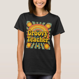 Vintage Groovy Teacher Tee Fun Back to School Tシャツ