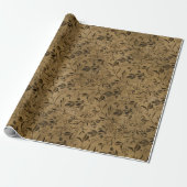 Vintage Grunge Leaf Pattern Wrapping Paper Roll    ラッピングペーパー (アンロールド)