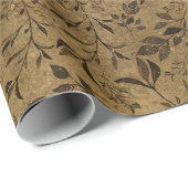 Vintage Grunge Leaf Pattern Wrapping Paper Roll    ラッピングペーパー (ロールコーナー)