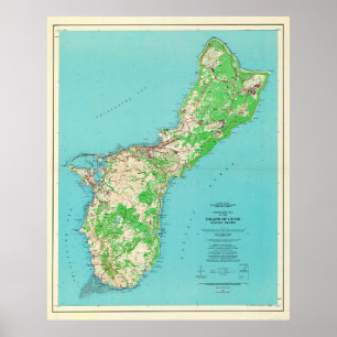 Vintage Guam Map (1965) ポスター