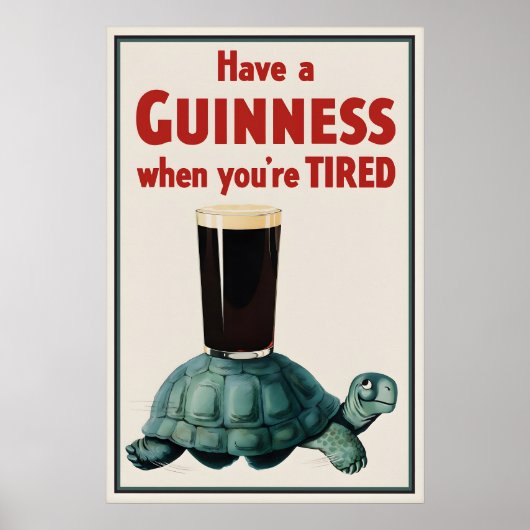 Vintage Guinness Turtle Poster Print, Irish Beer ポスター (正面)