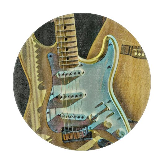 Vintage guitarist birthday gift カッティングボード (正面)