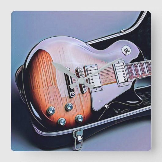 Vintage guitarist birthday gift スクエア壁時計 (正面)