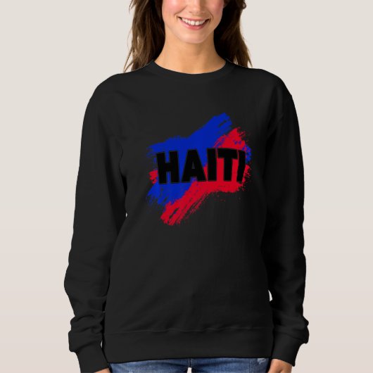 Vintage Haiti Pride Flag Independence Day Haitian スウェットシャツ (正面)