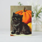 Vintage Halloween Black Cat and Pumpkins セーブザデート (スタンド正面)