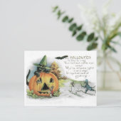 Vintage Halloween Black Cat Mice Mouse Postcard ポストカード (スタンド正面)