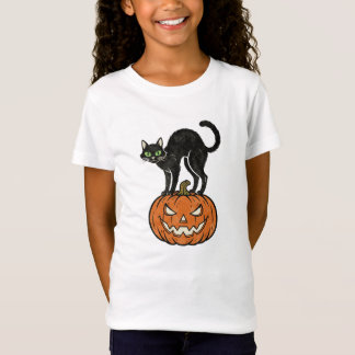 Vintage Halloween Black Cat & Pumpkin Retro Design Tシャツ