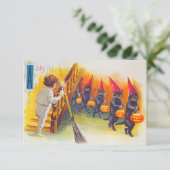 Vintage Halloween Black Cats 出欠カード (スタンド正面)