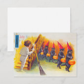 Vintage Halloween Black Cats 出欠カード (正面/裏面)