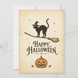 Vintage Halloween Cat カード