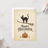 Vintage Halloween Cat カード (正面/裏面インサイチュ)