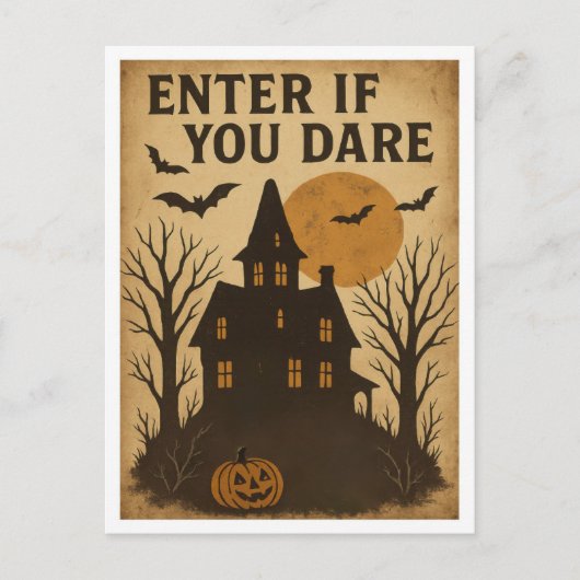 Vintage Halloween Enter if You Dare ポストカード (正面)