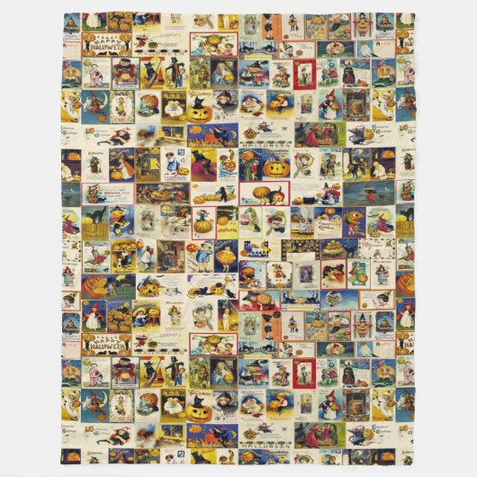 Vintage Halloween Ephemera フリースブランケット (正面)