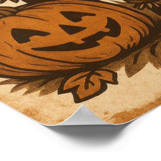 Vintage Halloween Harvest Wishes ポスター (角)