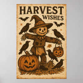 Vintage Halloween Harvest Wishes ポスター